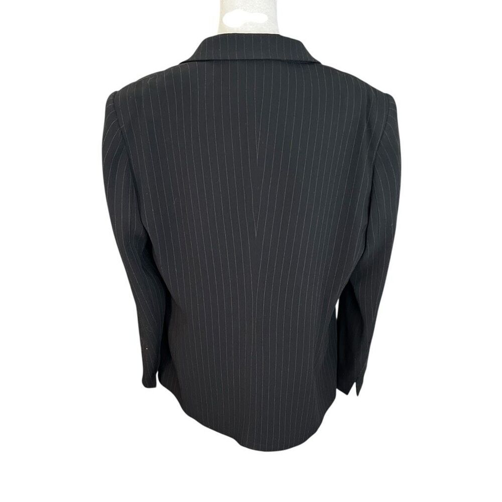 Max Mara Black Pinstripe Blazer Open Front Italian Tailored Jacket 10 - Picture 4 of 6